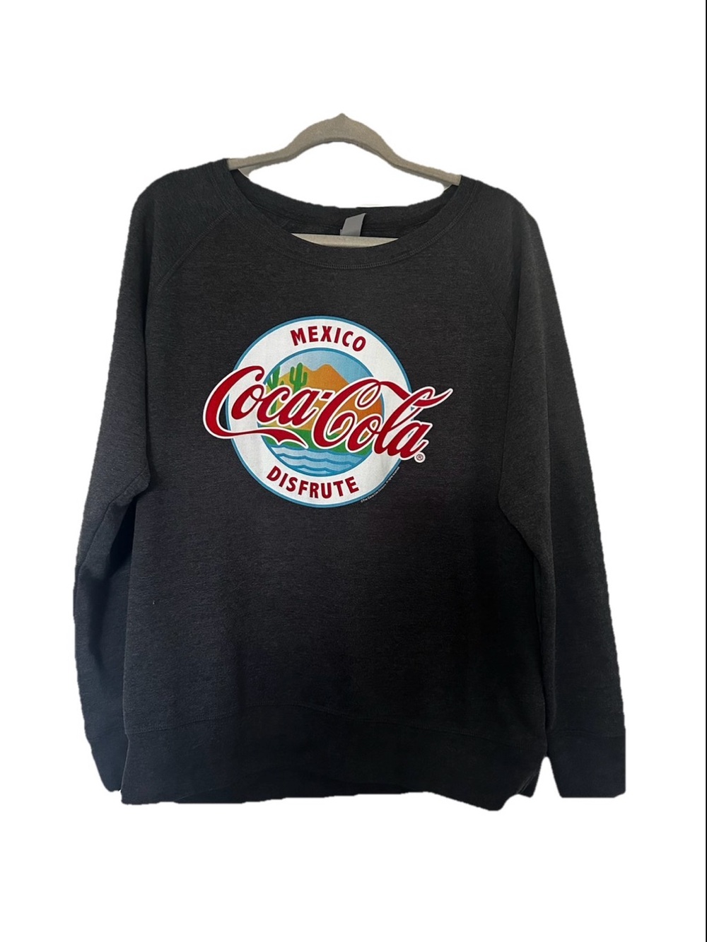 Women’s Dark Grey Crewneck Sweatshirt with Mexico Coca Cola Logo XL